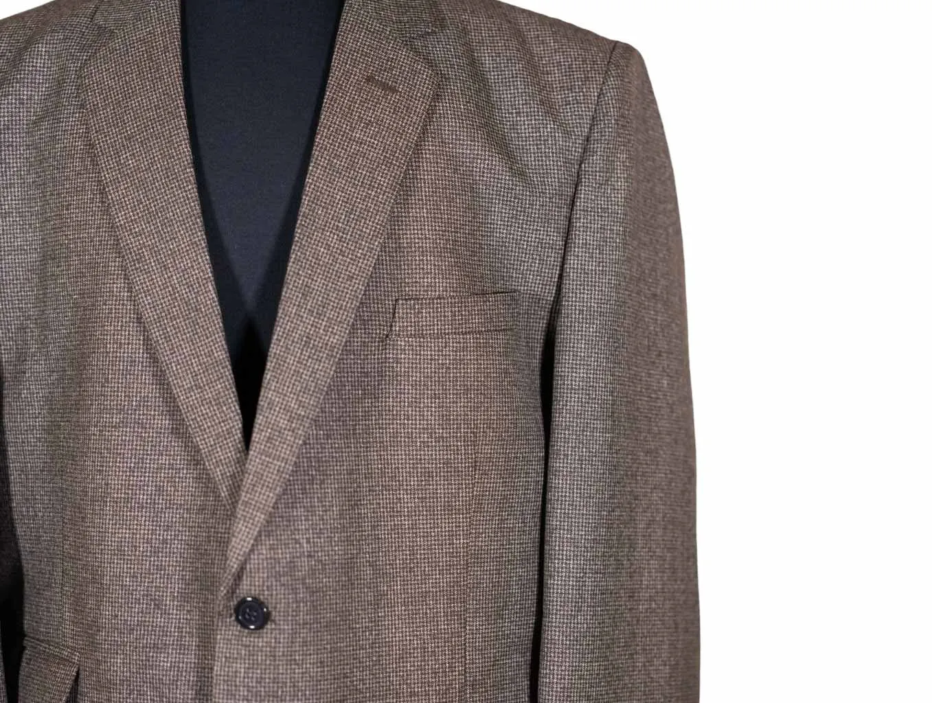 Men's Blazer Brown Check Wool Formal Jacket Sport Coat (46R)