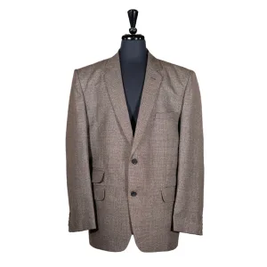 Men's Blazer Brown Check Wool Formal Jacket Sport Coat (46R)