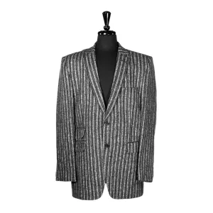 Mens Blazer Gray Striped Wool Dress Formal 2 Button Suit Jacket Wedding Sport Coat 42R