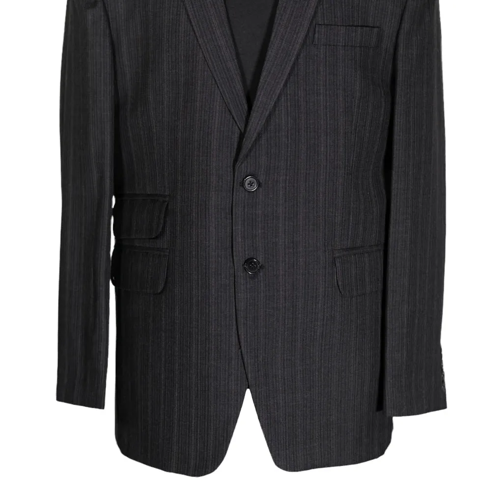 Men's Blazer Gray Striped Wool Jacket Sport Coat (42R)