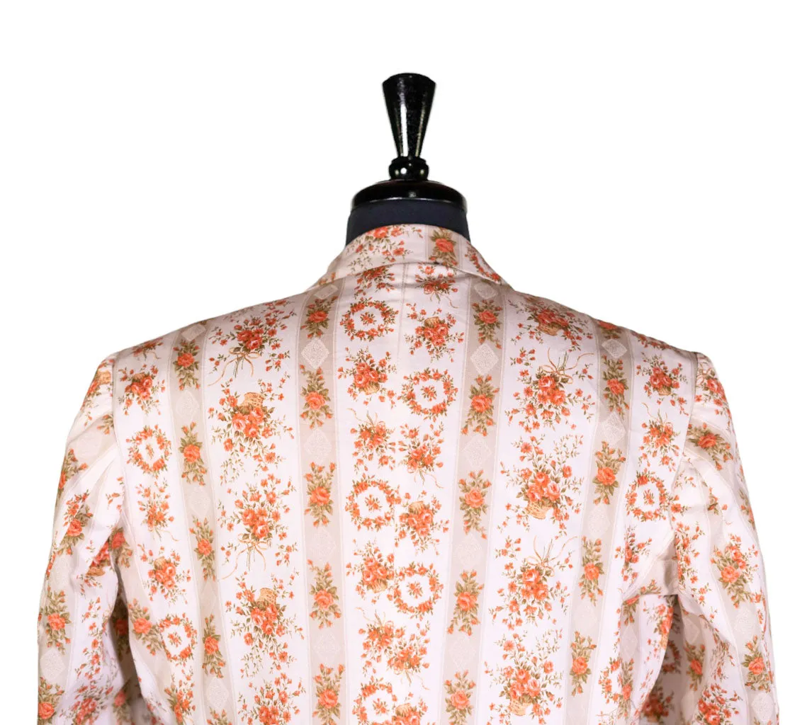 Men's Blazer Ivory Floral Cotton Formal Jacket Sport Coat (44R)