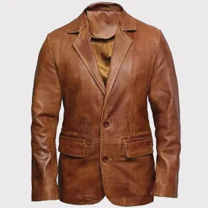 Men’s Brown Casual Leather Blazer Jacket
