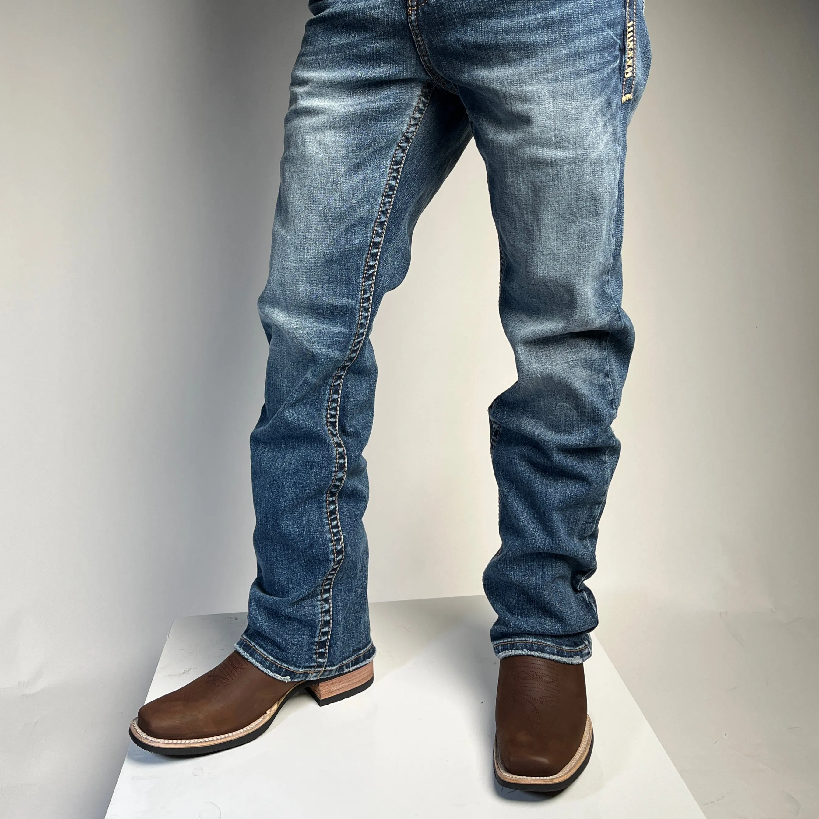 Men's Brown Western Crazy Rodeo Boot - White Diamond