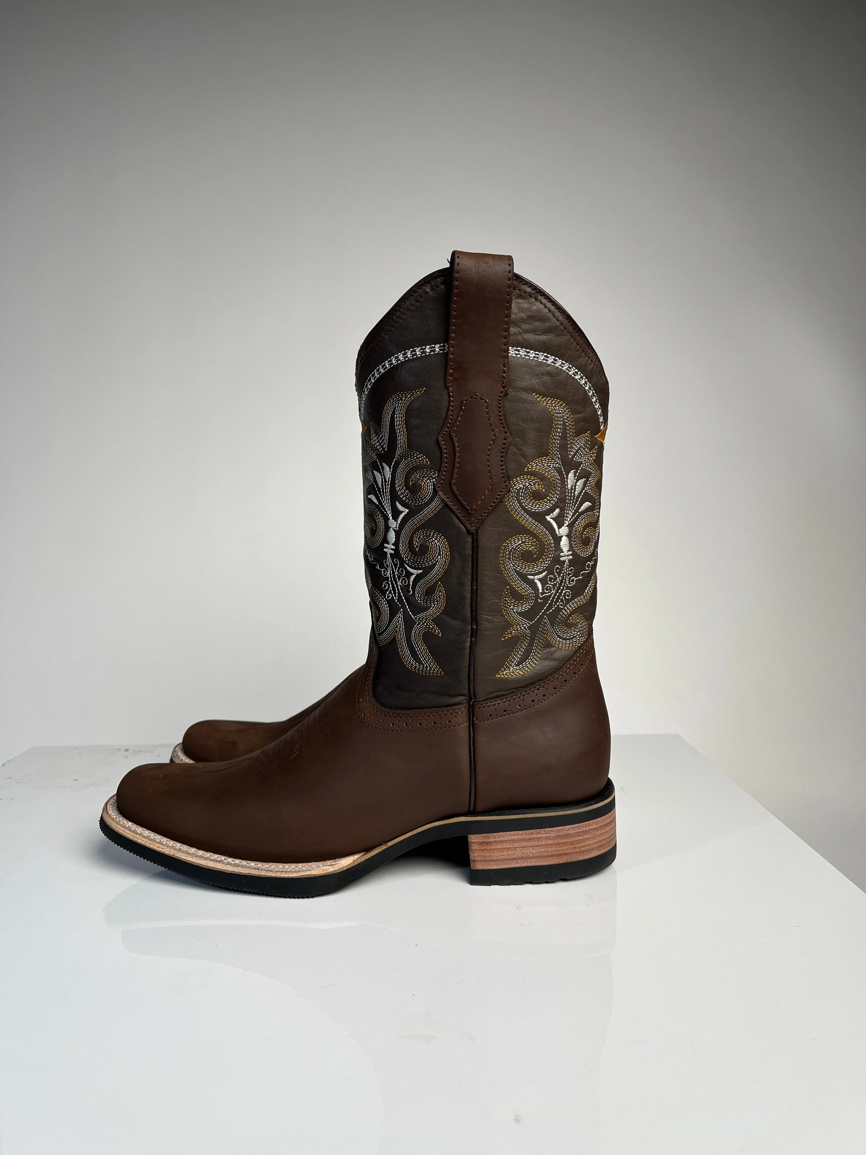 Men's Brown Western Crazy Rodeo Boot - White Diamond