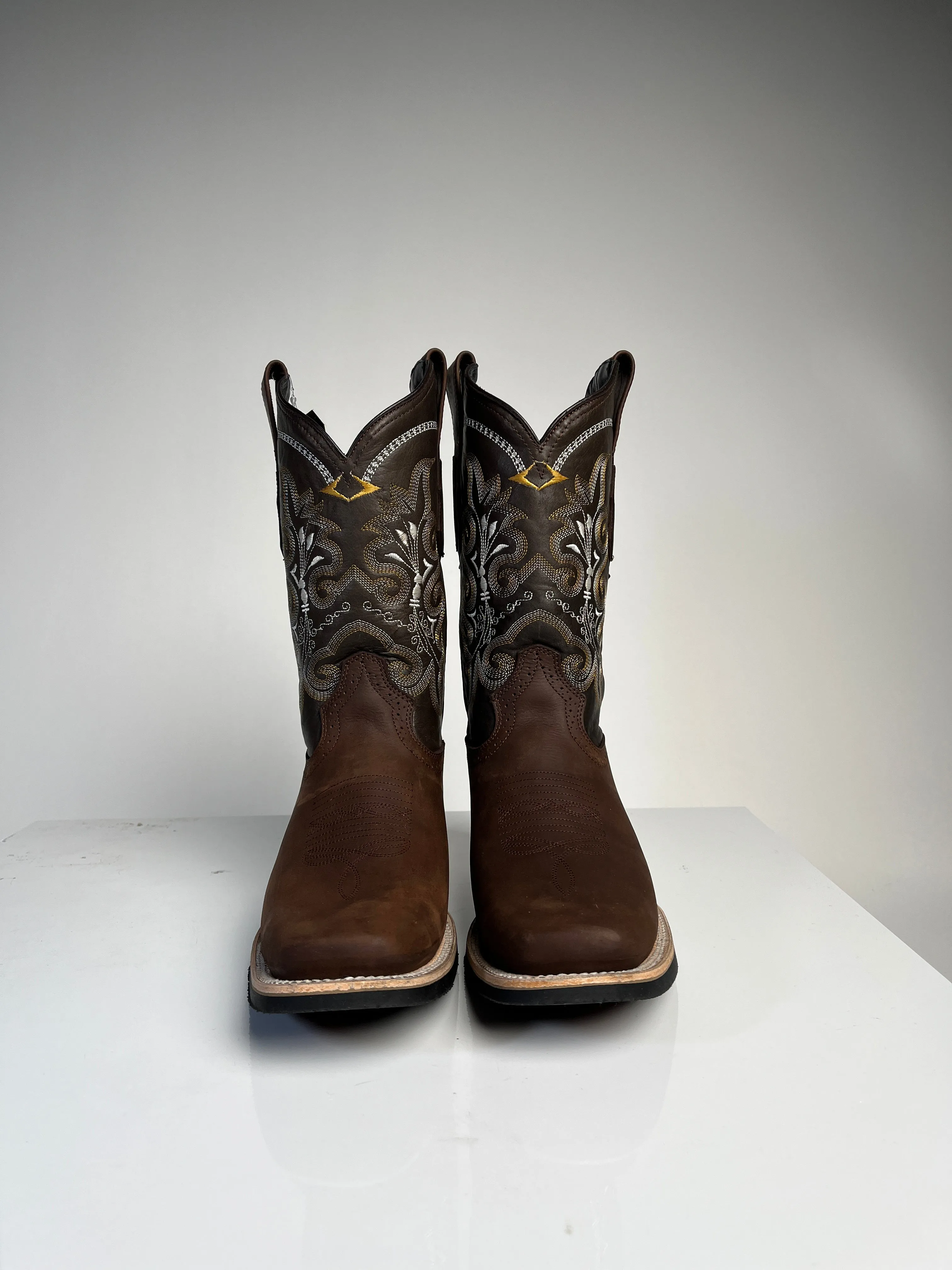 Men's Brown Western Crazy Rodeo Boot - White Diamond