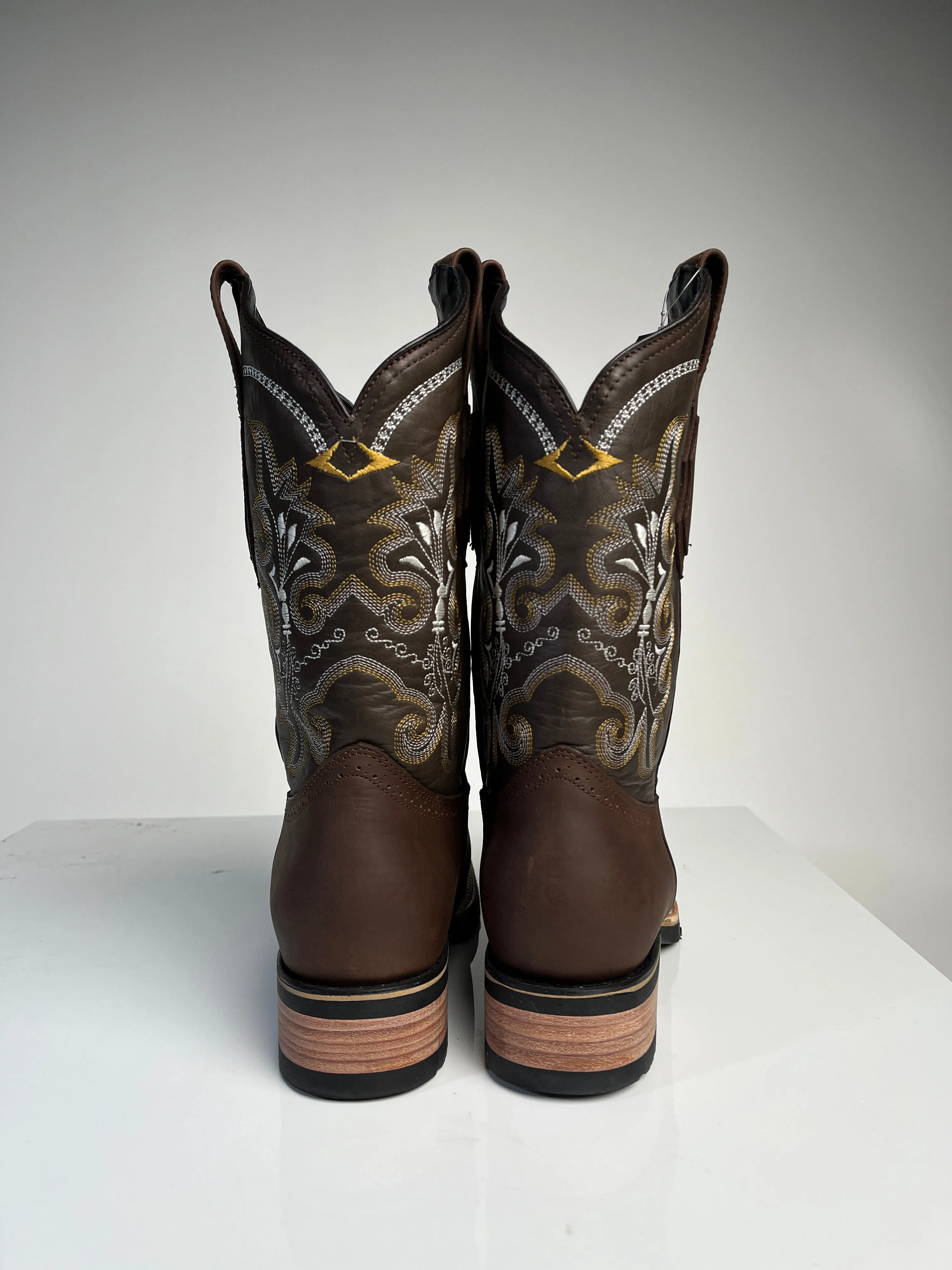 Men's Brown Western Crazy Rodeo Boot - White Diamond