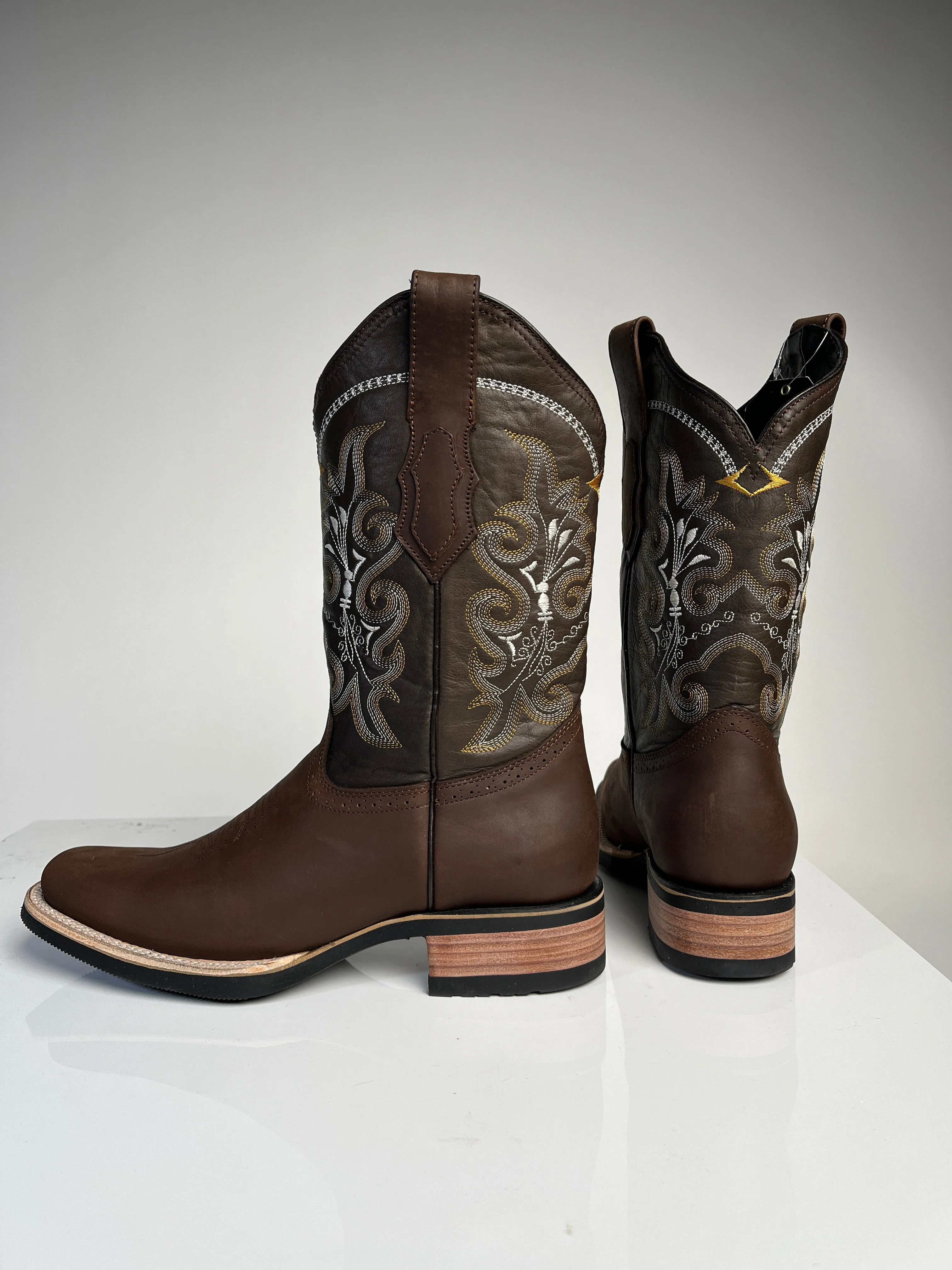 Men's Brown Western Crazy Rodeo Boot - White Diamond
