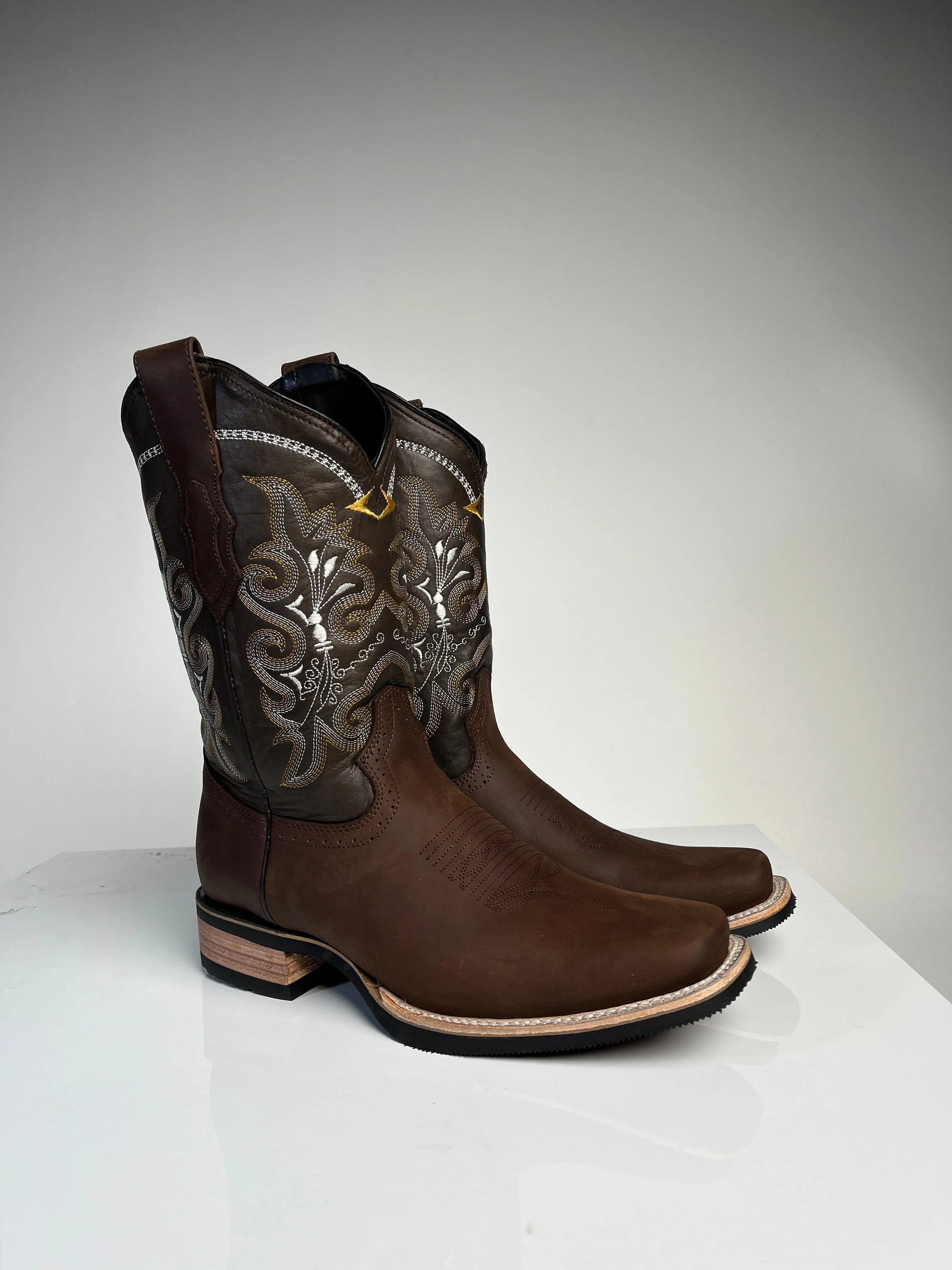 Men's Brown Western Crazy Rodeo Boot - White Diamond