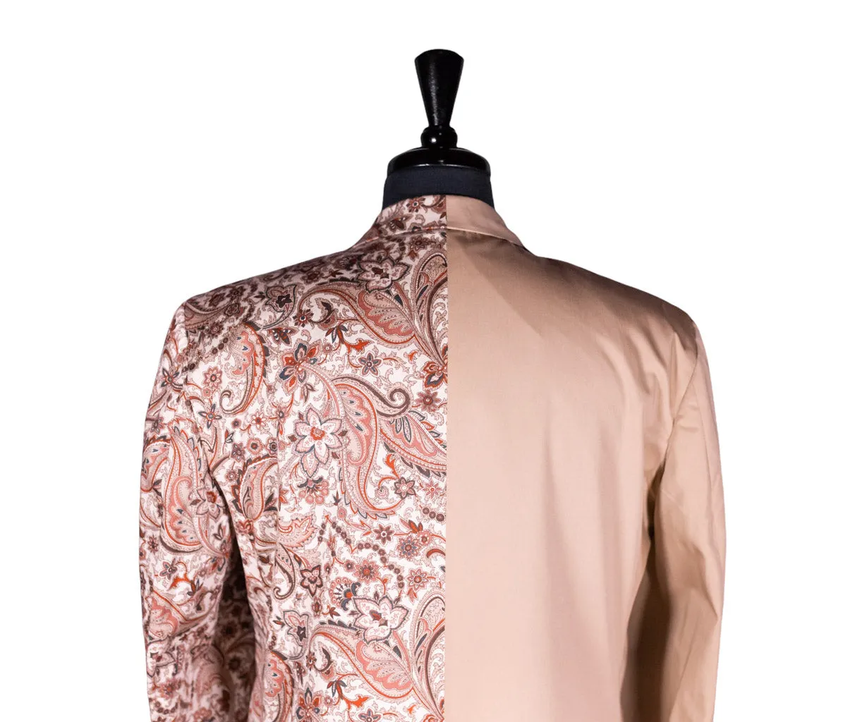 Men's Contrast Panel Solid Beige and Paisley Blazer (42R)