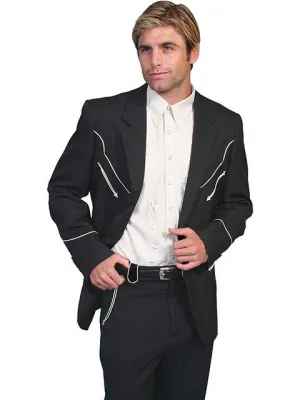 Men's Fabric Jacket Collection: Scully Western Blazer with White Piping