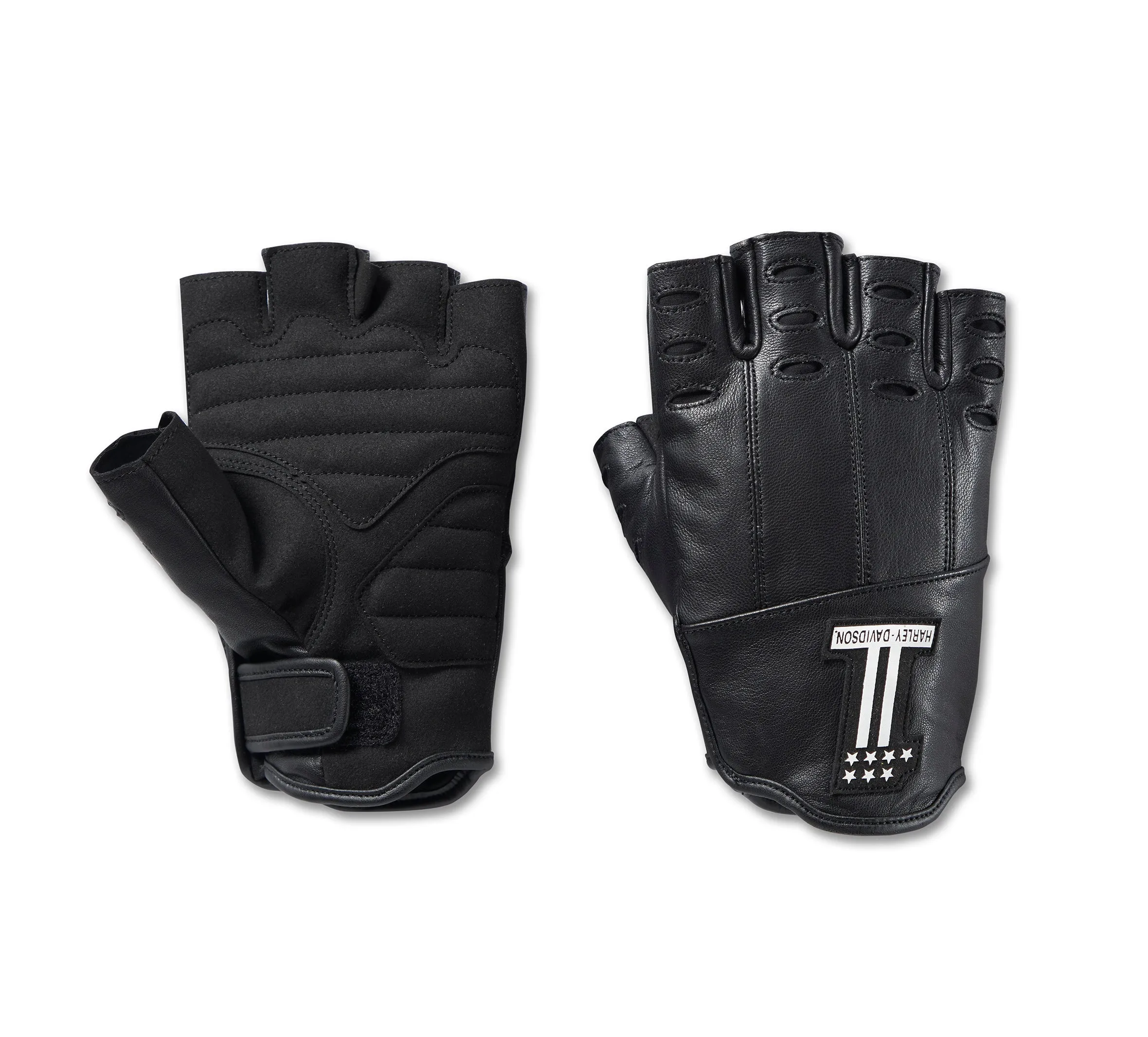 Men's Loyalist Fingerless Leather Gloves - Black