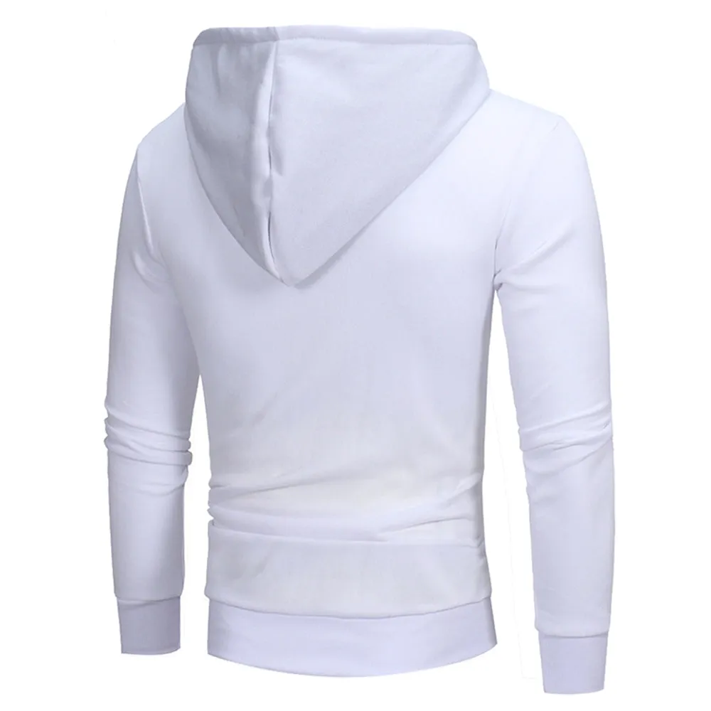 Men's Oblique Zippers Solid Color Block Fleece Hoodie