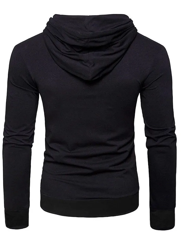 Men's Solid Color Casual Pocket Long Sleeves Hoodie