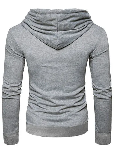 Men's Solid Color Casual Pocket Long Sleeves Hoodie