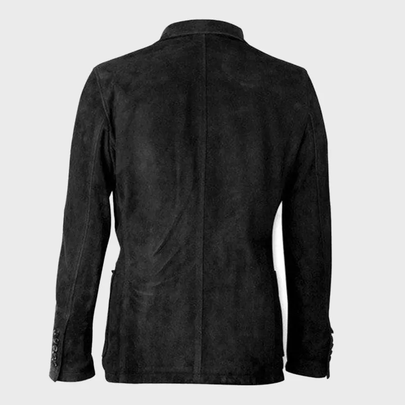 Men's Suede Leather Single Breasted Blazer