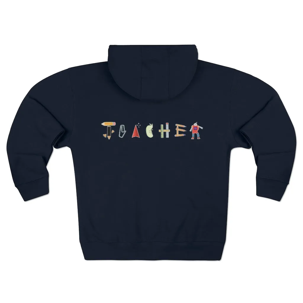 Men's Teacher Objects Heart Full Zip Hoodie
