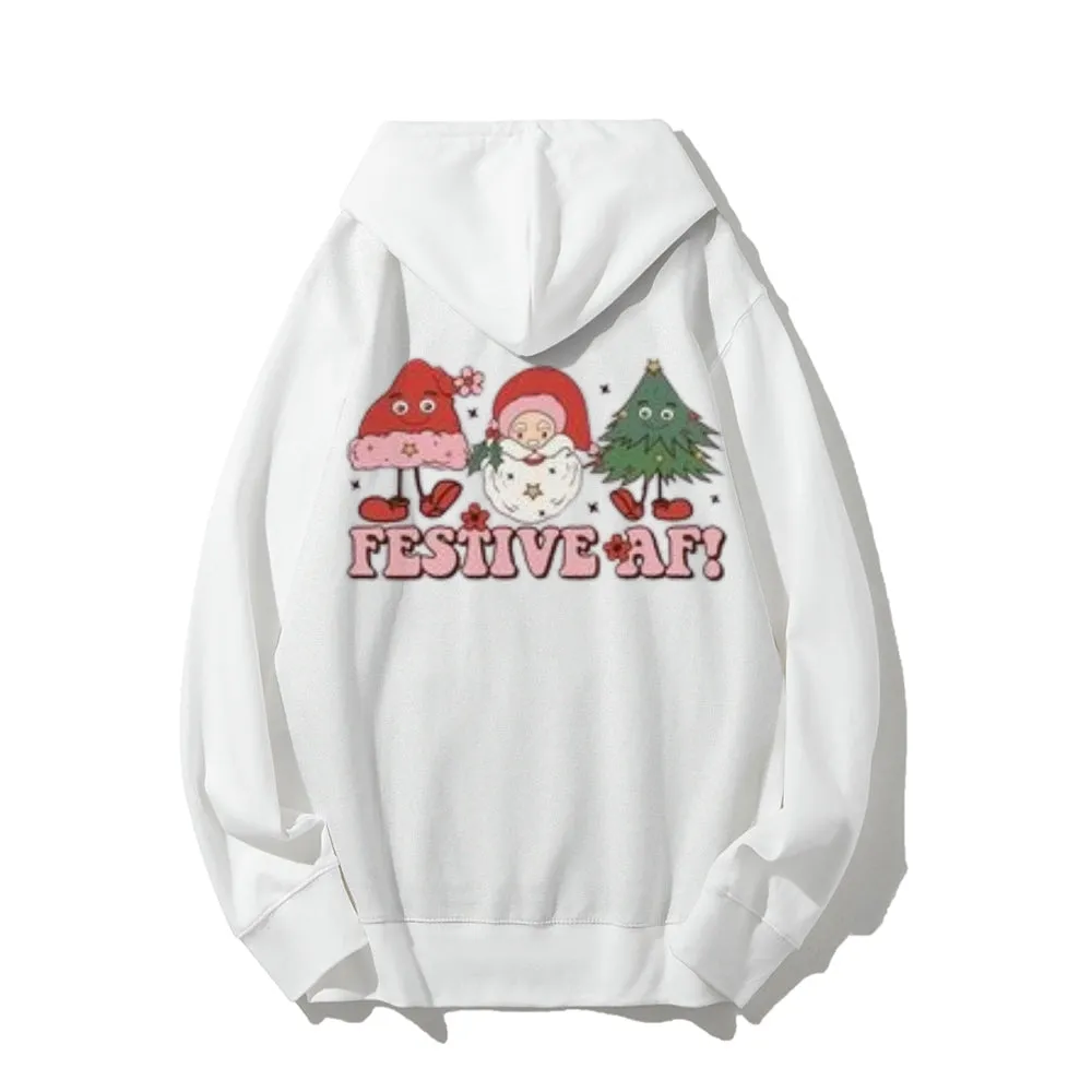Merry Christmas Festival Graphic Pullover With Kangaroo Pocket Hoodies