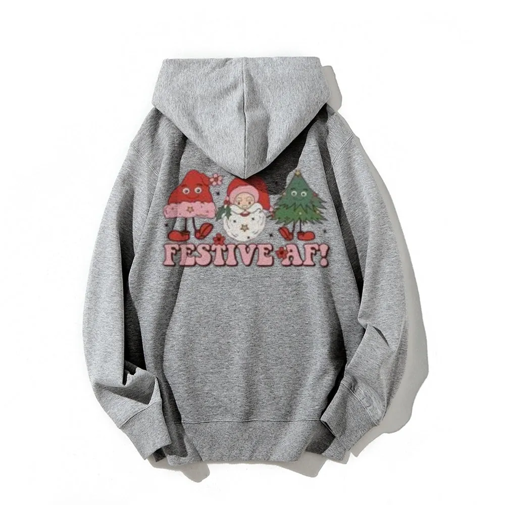Merry Christmas Festival Graphic Pullover With Kangaroo Pocket Hoodies