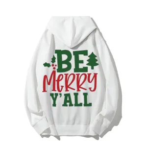 Merry Christmas Graphic Pullover With Kangaroo Pocket Hoodies