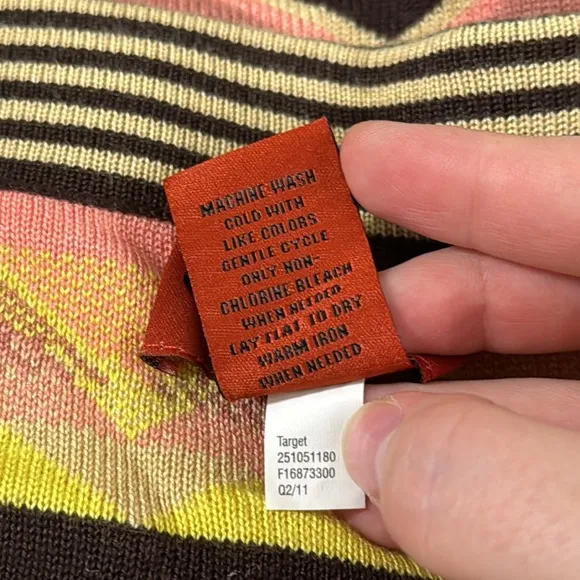 Missoni For Target striped chevron pocketed drawstring sweater mini skirt size M