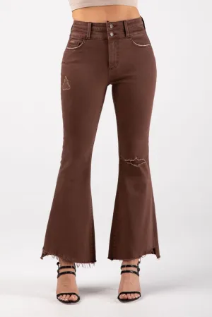 Mocha High Rise Flare Jeans by Ceros