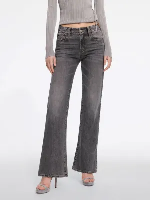 Multi-Patch Low-Rise Flared Jeans