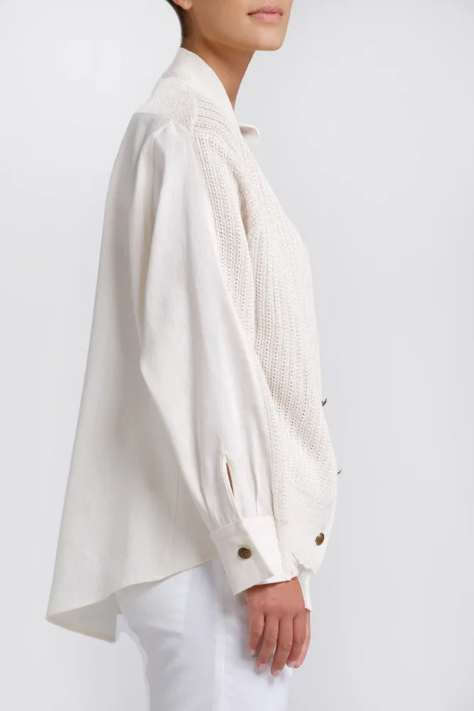 Natural hemp cardigan shirt with buttons