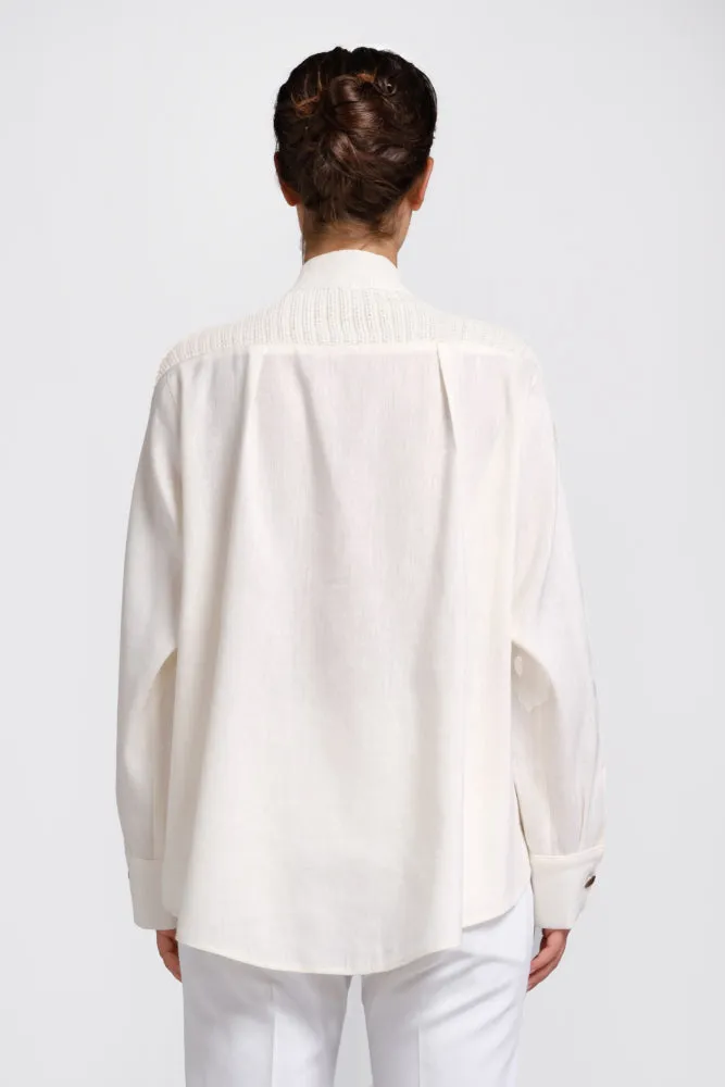 Natural hemp cardigan shirt with buttons