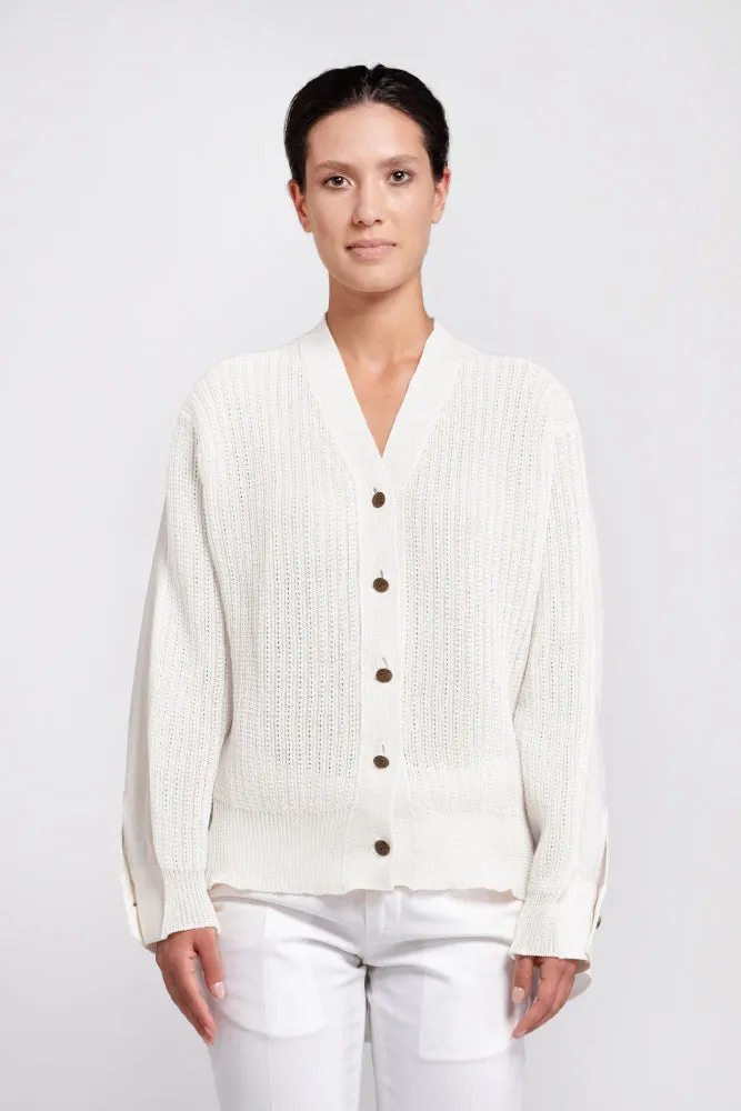 Natural hemp cardigan shirt with buttons