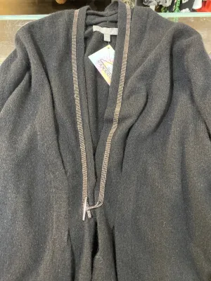 Neiman Marcus Cashmere Black Cardigan with Silver TRim