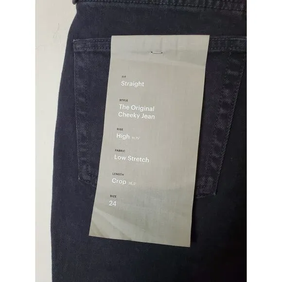NEW Everlane 24 Crop The Original Cheeky Jean BLACK Jeans Woman COAL Straight