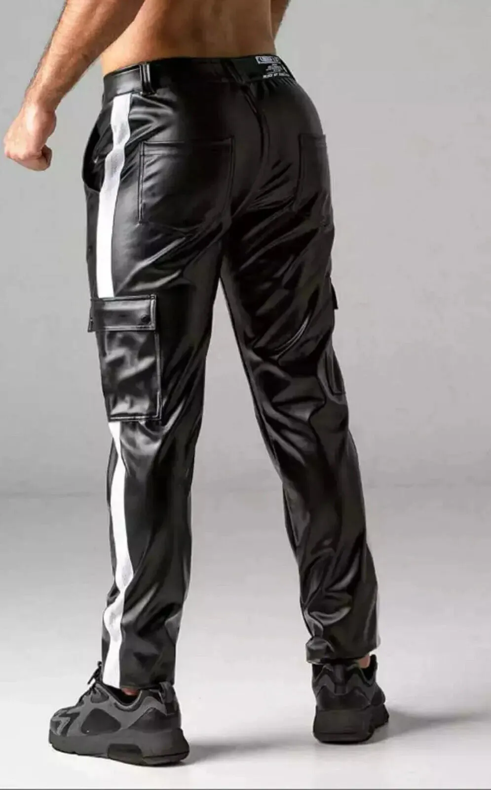 New Men's Leather Black Lambskin Sweat Pants. Real Soft Leather Motorcycle Jeans.