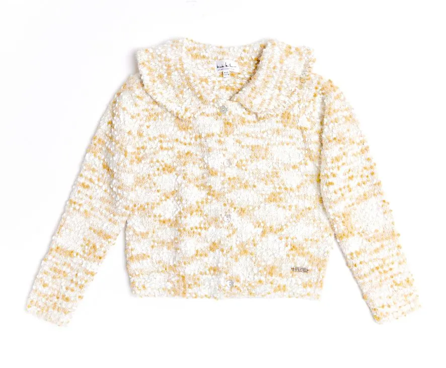 Nicole Miller Knitted Ruffle Collar Cardigan
