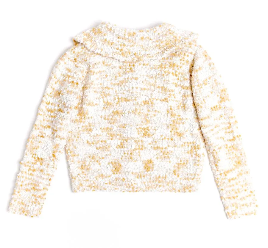 Nicole Miller Knitted Ruffle Collar Cardigan