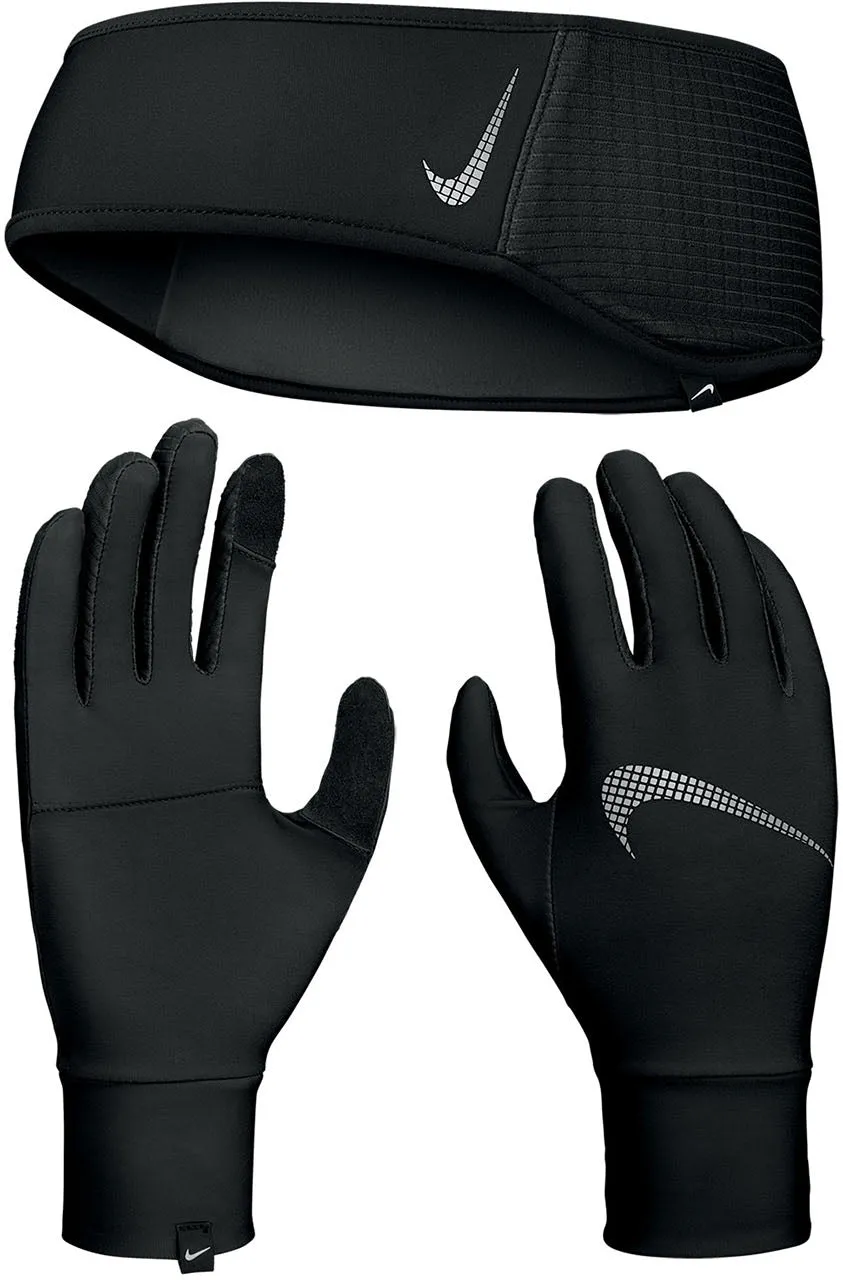 Nike Essentials Womens Running Headband And Glove Set - Black