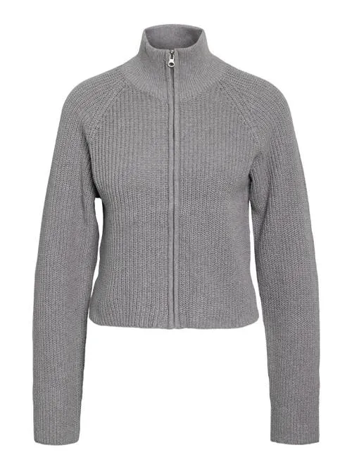 NOISY MAY Serena Zip Cropped Knit Cardigan