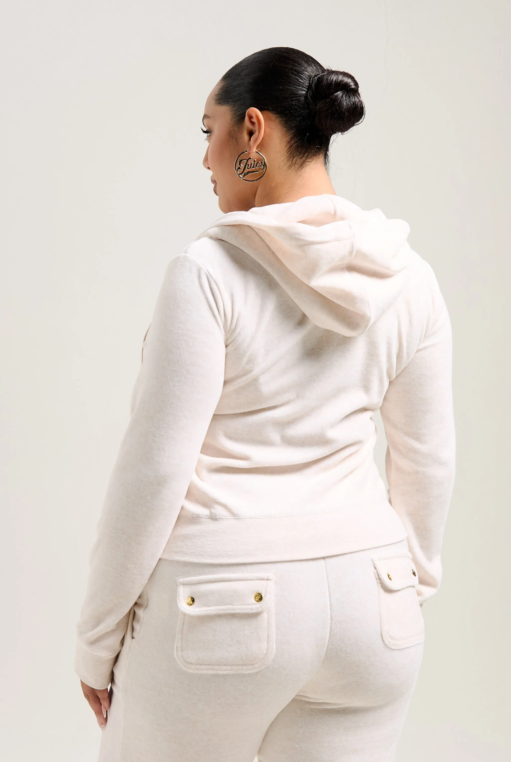 OATMEAL MARL & GOLD COTTON VELOUR ROBERTSON HOODIE