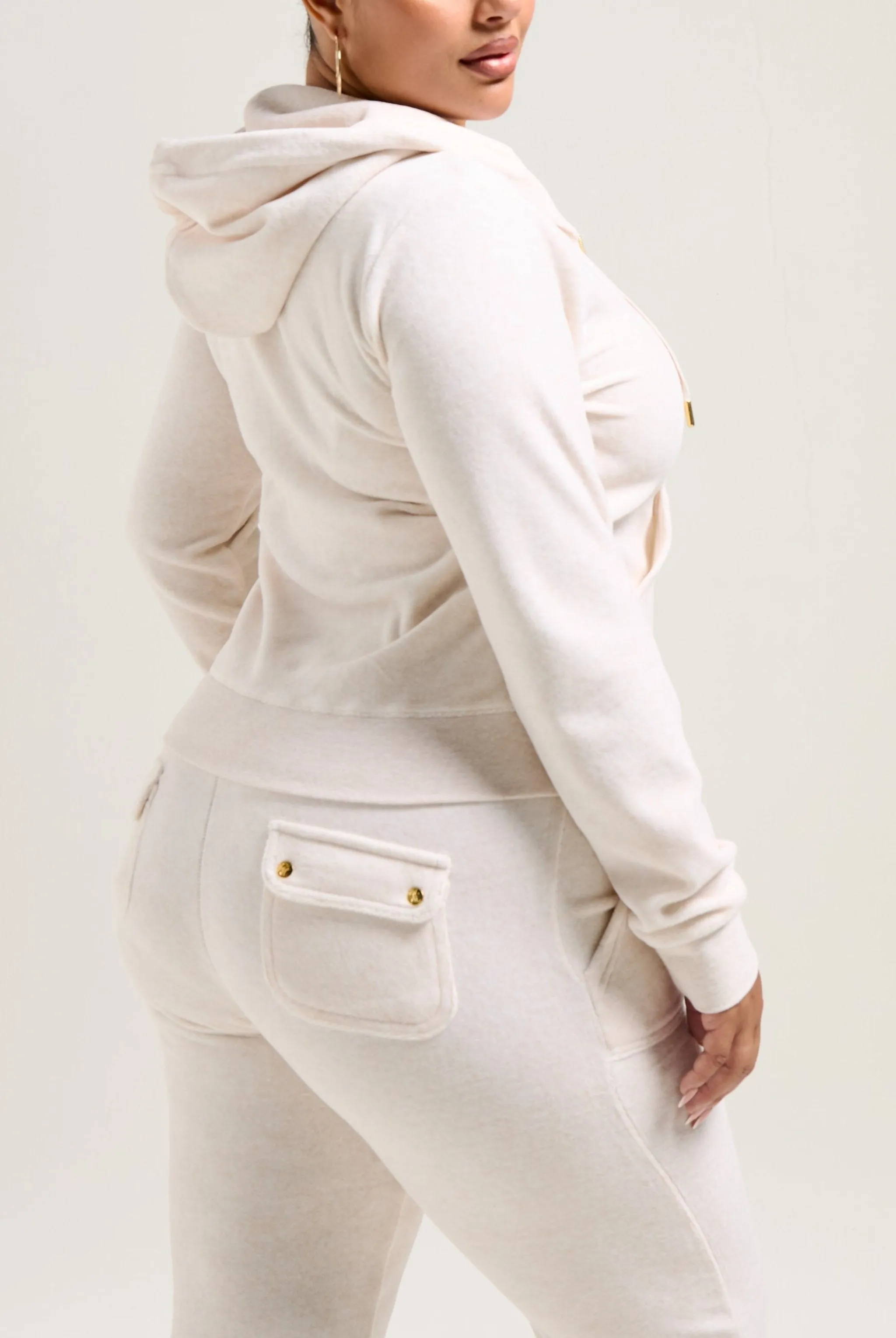 OATMEAL MARL & GOLD COTTON VELOUR ROBERTSON HOODIE