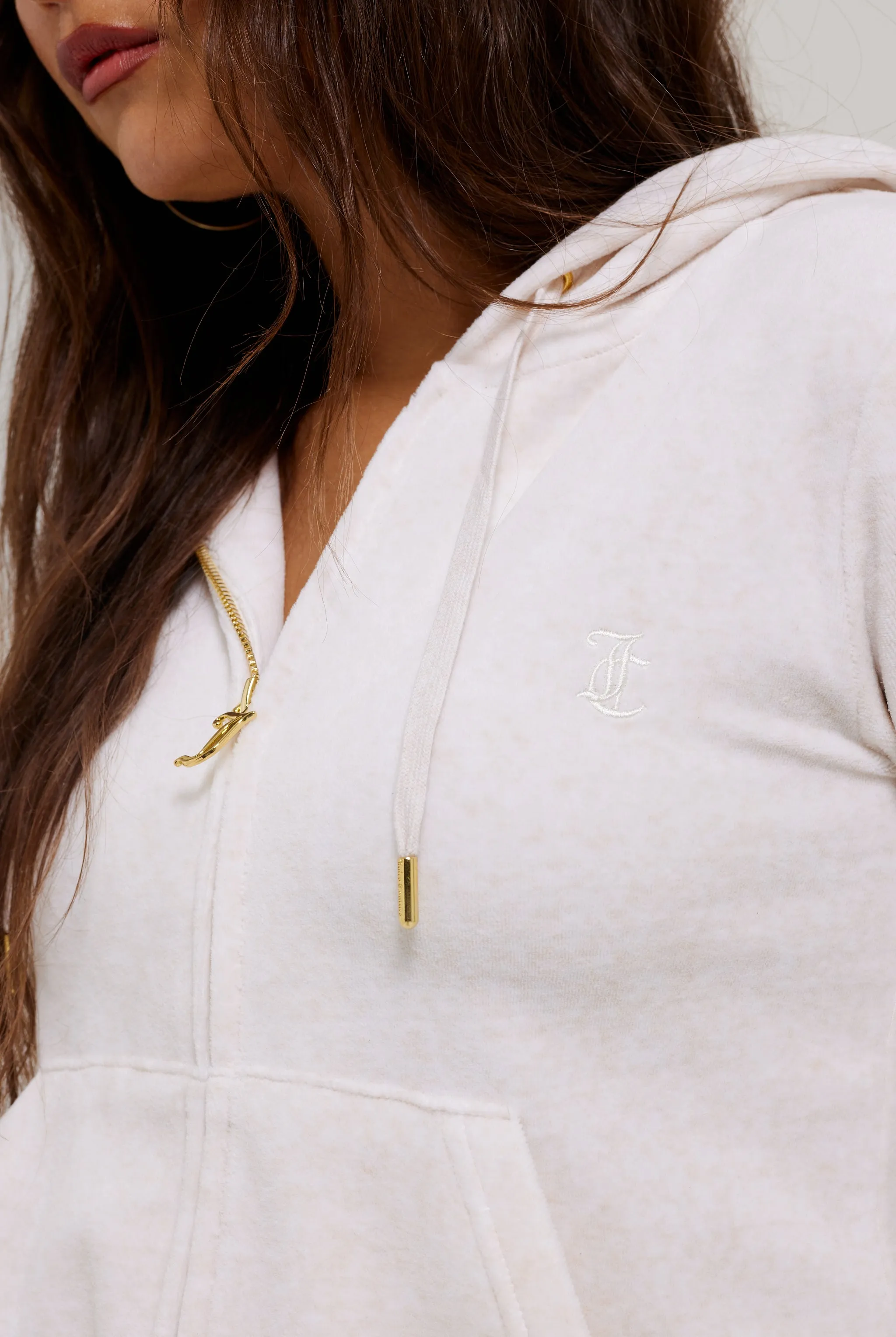 OATMEAL MARL & GOLD COTTON VELOUR ROBERTSON HOODIE