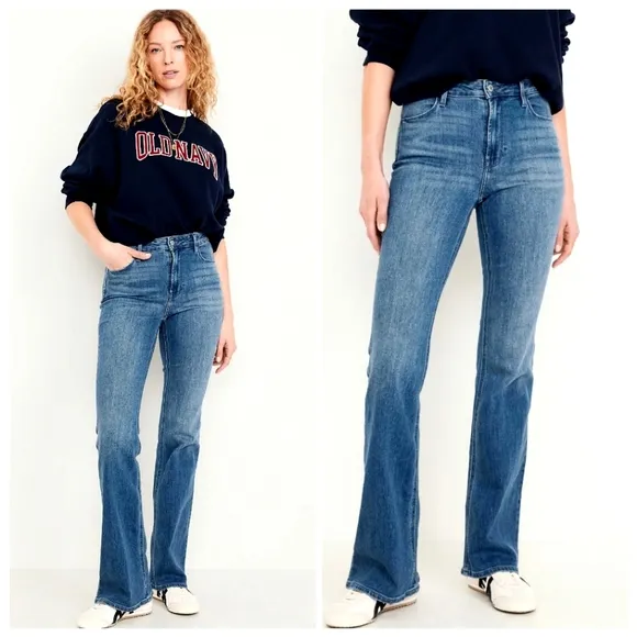 Old Navy Higher High Rise Flare Secret Smooth Pockets Jeans Size 8 Tall
