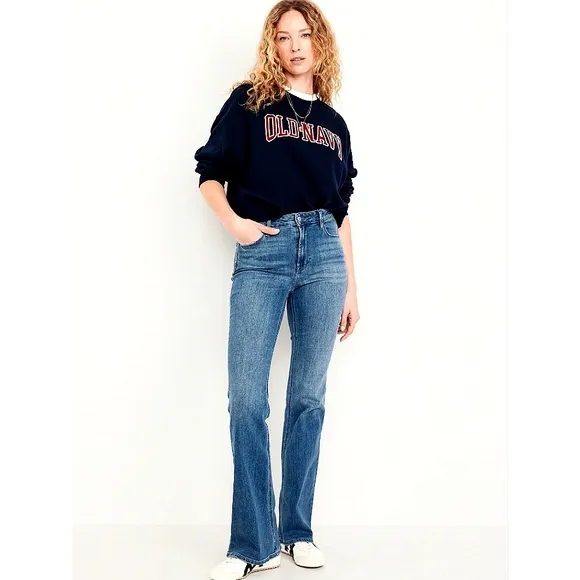 Old Navy Higher High Rise Flare Secret Smooth Pockets Jeans Size 8 Tall