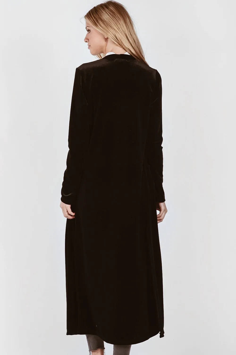 On The Road Erica Velvet Cardigan | Black Suede