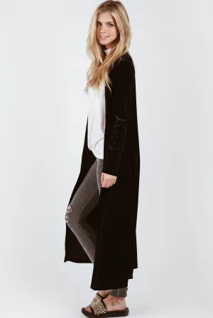 On The Road Erica Velvet Cardigan | Black Suede