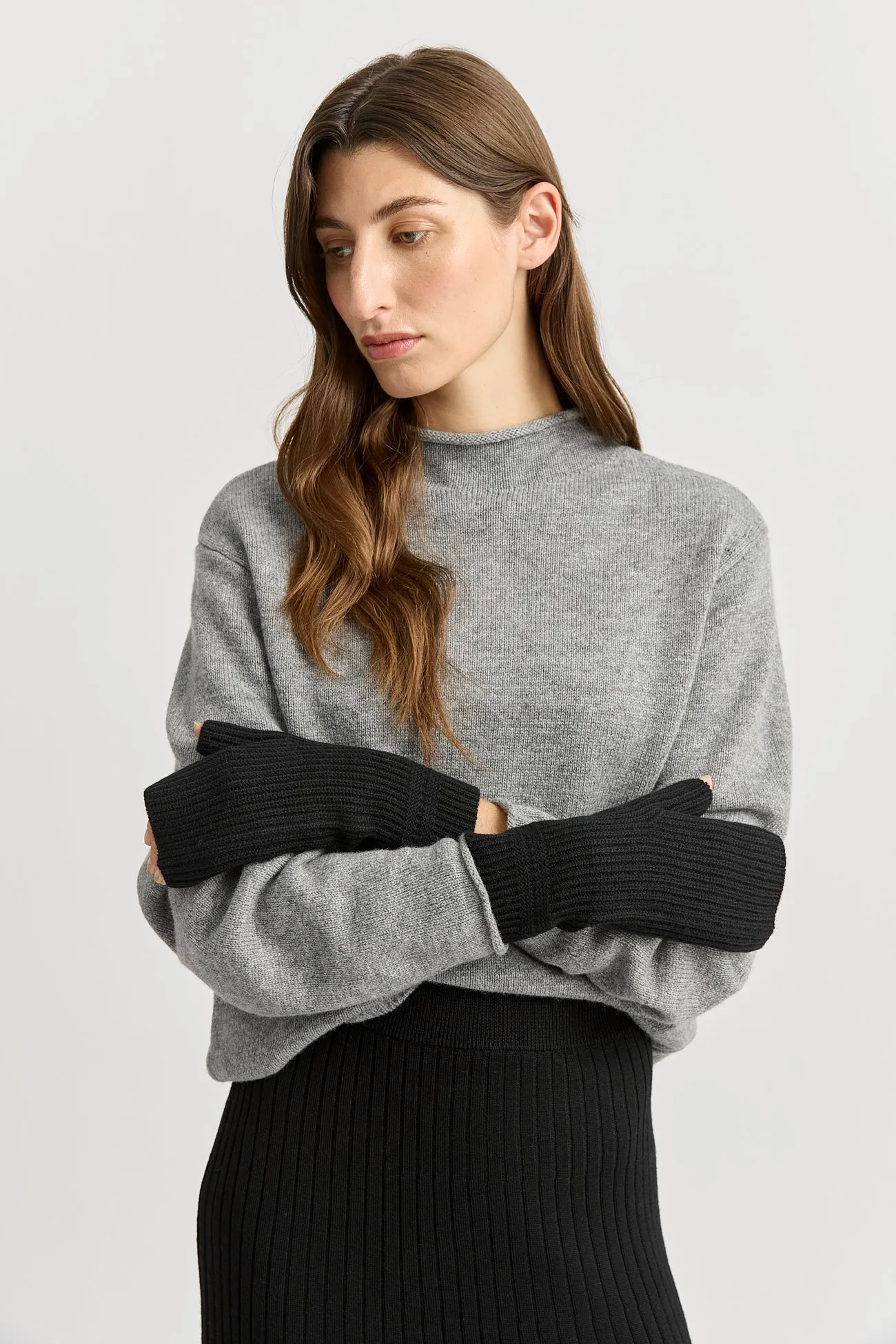 Open End Merino Mitten - Black