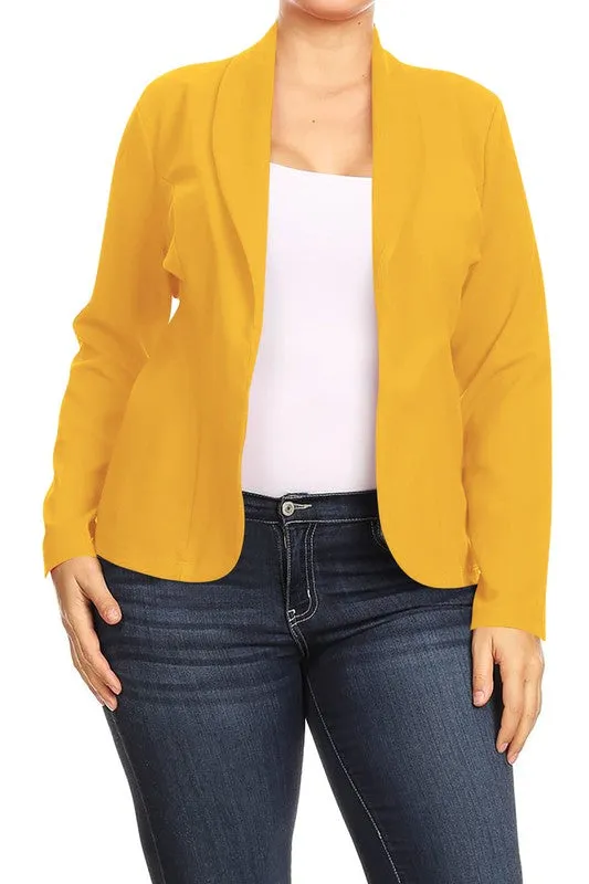 Open front Long sleeves Waist length blazer jacket