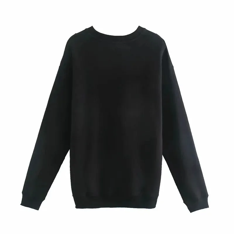 Oversize Printing Round Collar Sweatshirts