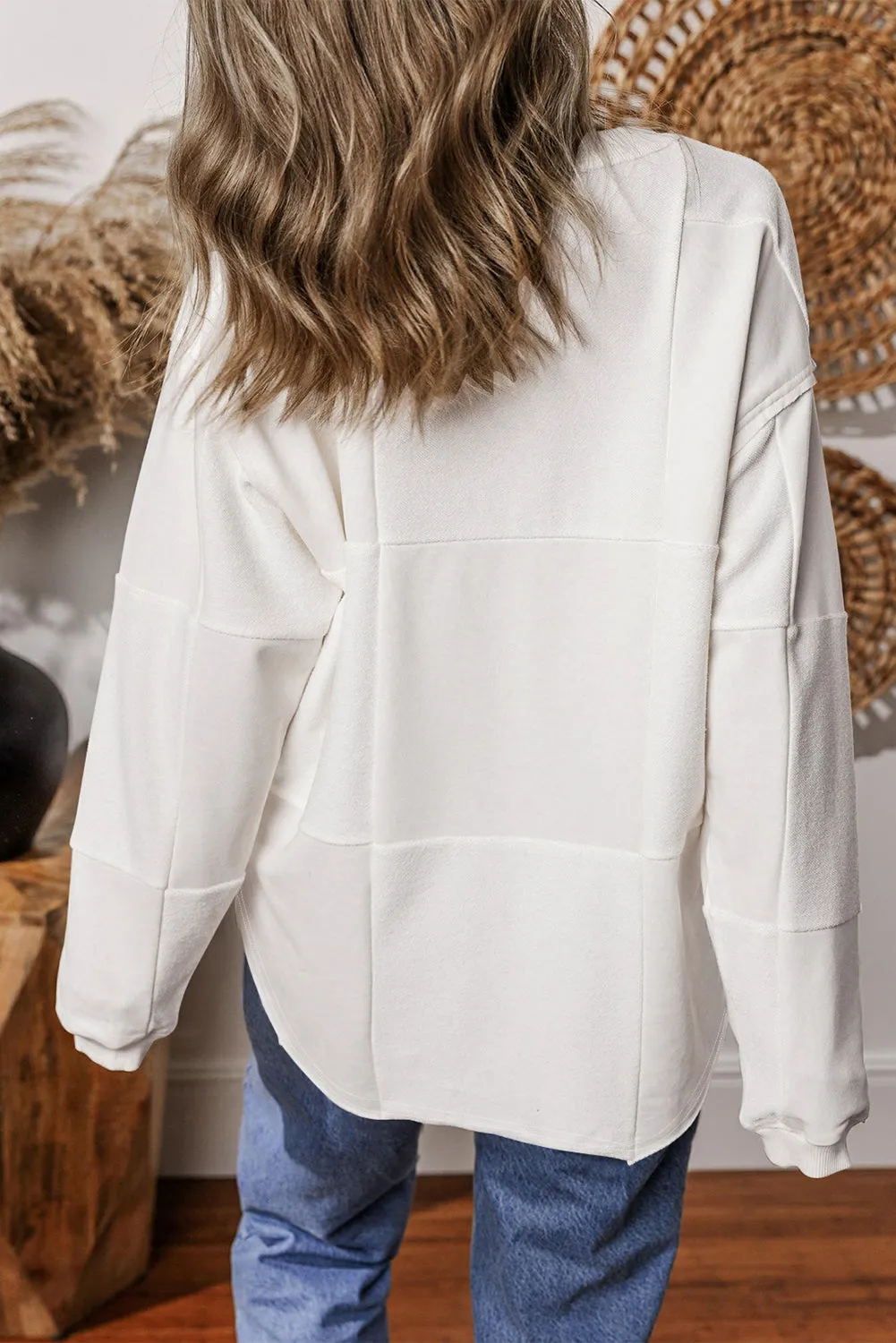 Patchwork Drop Shoulder Baggy Sweatshirt