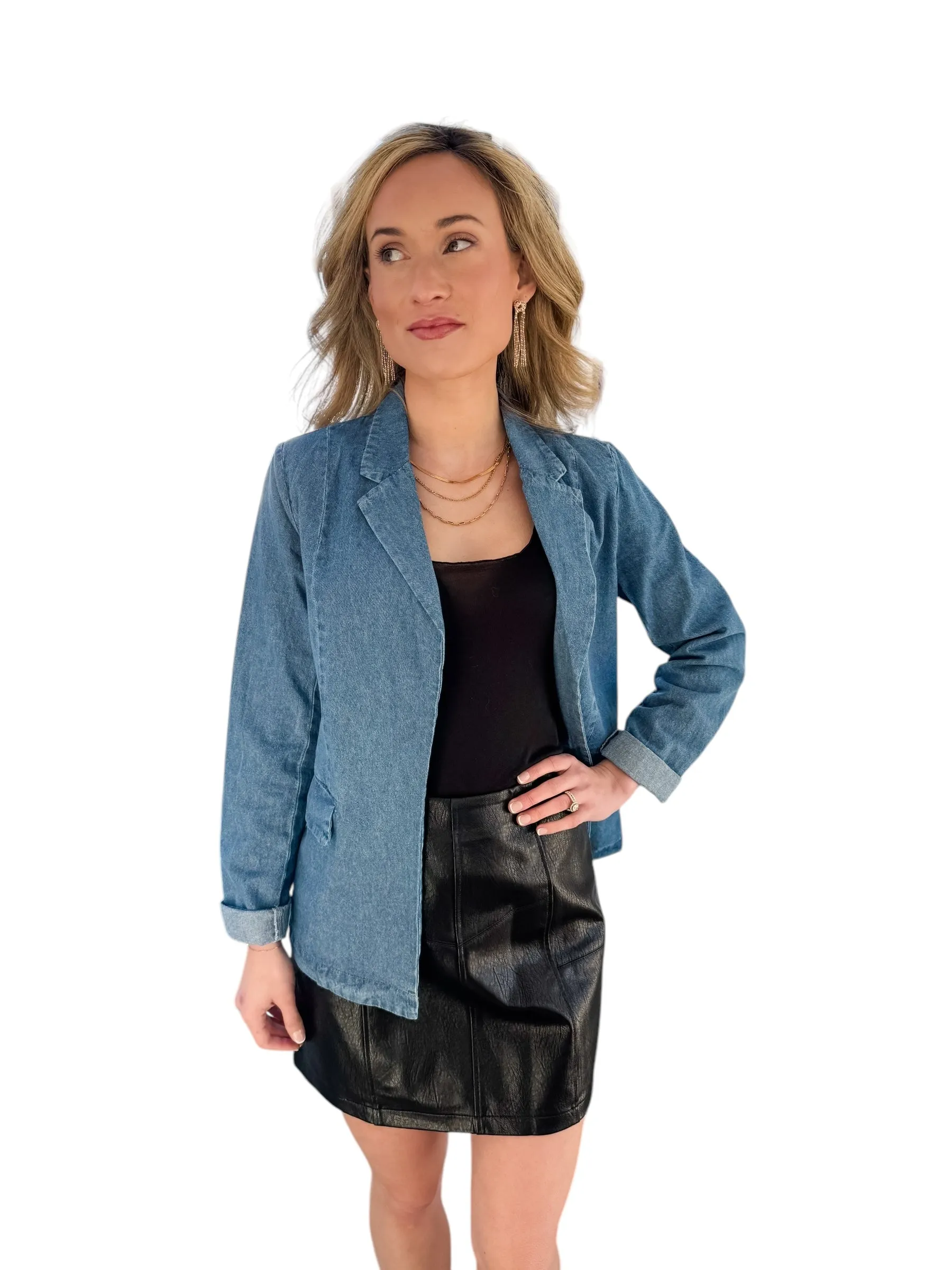 Payton Chambray Blazer by Steve Madden