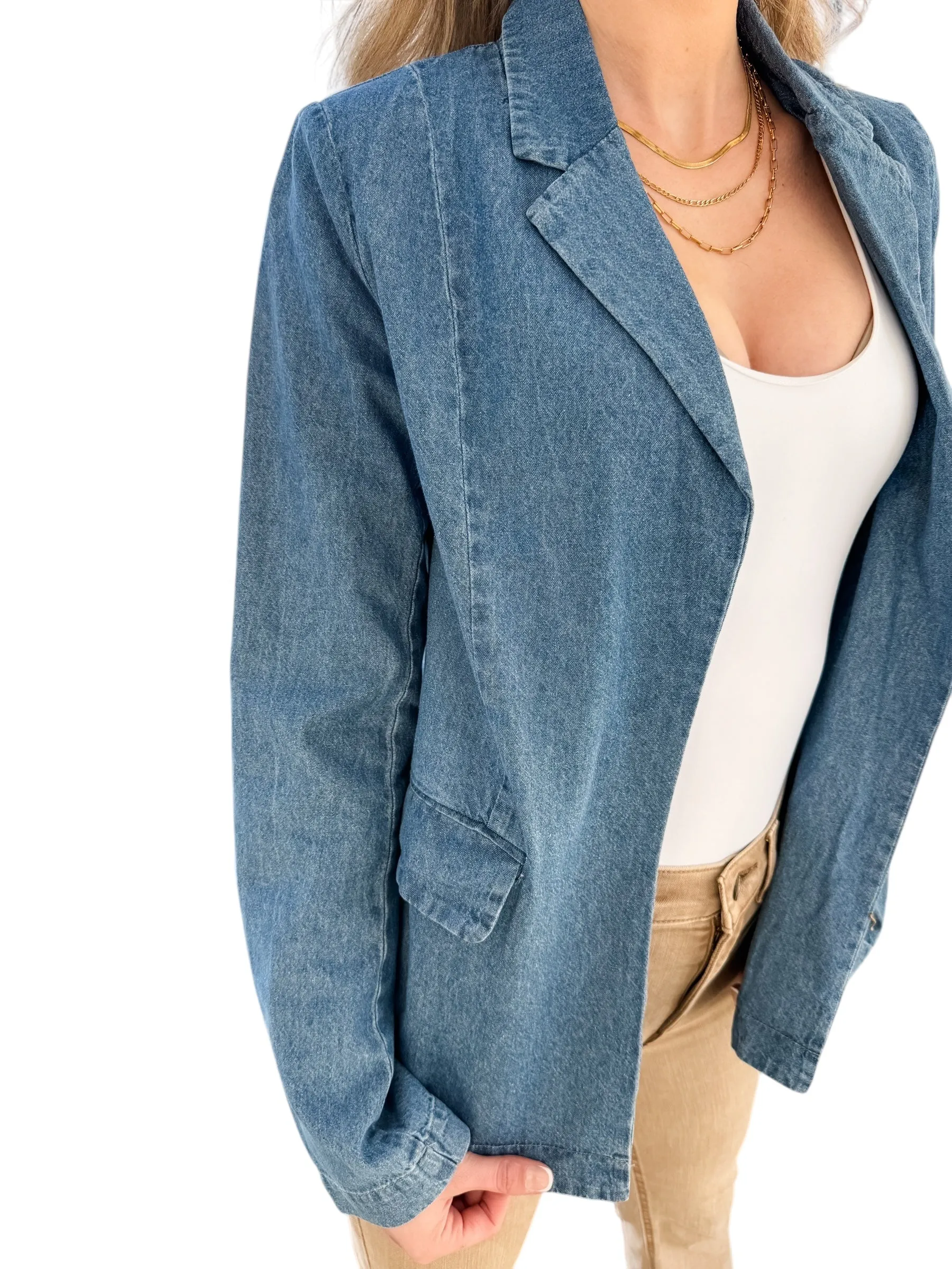 Payton Chambray Blazer by Steve Madden