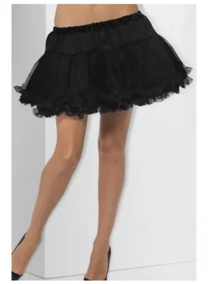 Petticoat Short Black Tulle Double Layer Satin Lined Petticoat